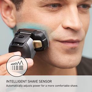 Afeitadora Eléctrica de 5 Cuchillas para Hombre, Cabezal Giratorio Inteligente y Flexible, Plateada, Uso en Seco/Húmedo, con Recortador Extraíble, Resistente al Agua IPX7, para el Rostro - Product Image 6