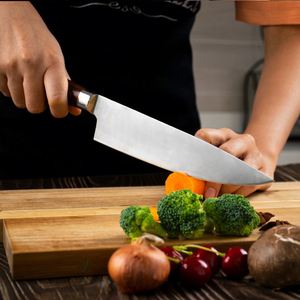 Venta al por mayor personalizado de alta calidad OEM ODM servicio Damasco cuchillo de cocina de acero inoxidable mango de madera Pakka cuchillo de cocina Chef - Product Image 6