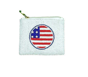 Monedero Pequeño con Diseño Circular de la Bandera de EE. UU., Bordado a Mano, con Cuentas, Elegante, Moderno y Hermoso, por MD HANDICRAFTS - Product Image 1