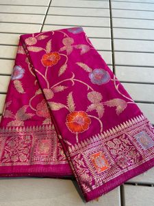 Saree en soie russe couleur étonnante avec Zari et Meenakari tissage Saree femme fabricant de mode et fournisseur de Surat - Product Image 6