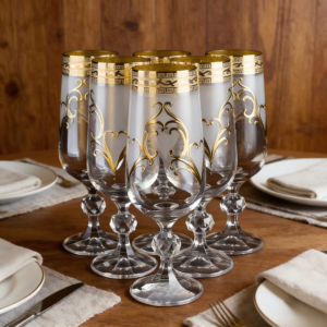 Verre à vin rouge de luxe de 220 ml, gobelet avec bord doré, design <span class=keywords><strong>transparent</strong></span>, style vintage du Moyen-Orient, plaqué or pour la bière - Product Image 4