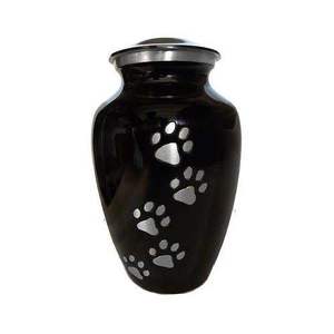 High Quality Aluminium Cremation <b>Pet</b> <b>Urns</b> With Paw Print Pewter And Black Color Finished Metal Funeral <b>Urns</b> For Human Ashes - Product Image 4