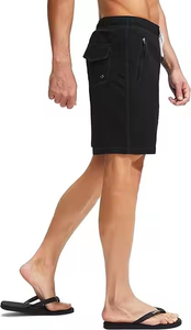 Logo personnalisable Short de bain décontracté pour homme Taille moyenne Short de bain à séchage rapide Maillot de bain imprimé OEM unisexe Short de plage teint en couleur unie - Product Image 3