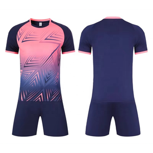 Diseño de logotipo personalizado de alta calidad, conjuntos de uniformes de fútbol de Color azul y rosa transpirables baratos, camiseta de fútbol para hombres - Product Image 3