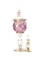 Brûleur d'huiles essentielles en verre fait main d'Égypte avec senteurs bois de santal, sauge sclarée et thé – Lampe à bougie parfumée pour la maison et les rituels religieux