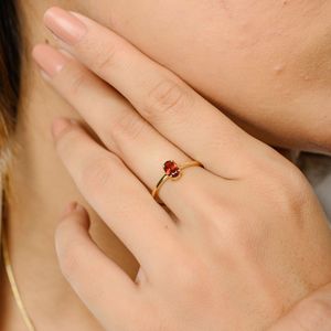 ล่าสุดคอลเลกชันหรูหราของ Handmade โกเมนธรรมชาติรูปไข่ตัดโอชะแหวน 18 พันสีเหลืองทอง Prong การตั้งค่าชุดเครื่องประดับ - Product Image 4