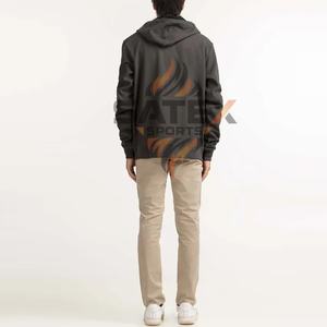 Sudadera con Capucha para Hombre, al por Mayor, de la Mejor Calidad, con Diseño de Logotipo Personalizado, Bordada, con Cierre, 100% Algodón, para Invierno, Teñida en Color Liso - Product Image 3