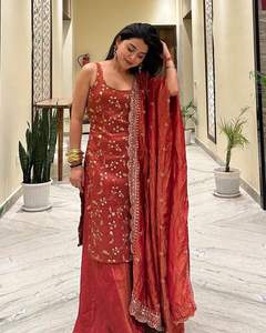 Designer Wear Premium Quality Jimmy Chod Organza Sequence Embroidered Work Top and Pant With Dupatta Ready to Wear Suit - Product Image 1