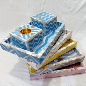 ถาดเสิร์ฟไม้อะคาเซียขัดเงาคุณภาพสูงถาดเสิร์ฟไม้หรูหราลายแม่มุกดีไซน์ด้วยเลเซอร์ - Product Image 5