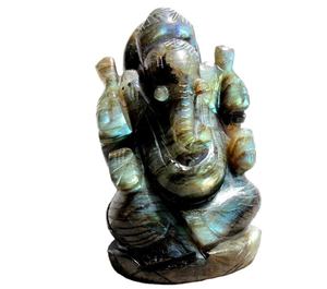 Estatua tallada a mano de Ganesha labradorita para decoración del hogar, piedra curativa de cristal de grado superior - Product Image 5