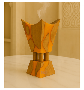 Brûleur à Bakhoor en bois d'acacia premium et résine époxy 2026 |   Diffuseur d'encens d'aromathérapie artisanal |   Mubkhar de luxe en résine incrustée - Product Image 3
