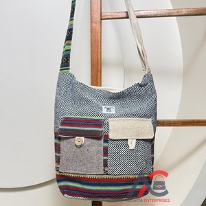 Personalized Style Handwoven Hemp Shoulder <b>Bag</b> with Multi-Pocket Design Ethnic Pattern <b>Crossbody</b> <b>Bags</b> for Women & <b>Travel</b> Use - Product Image 1