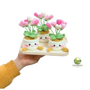 Plante artificielle de tournesol au crochet 2025 en pot, 100% naturelle, style rustique, centre de table et décoration d'étagère pour la maison, la cuisine et Thanksgiving - Product Image 4