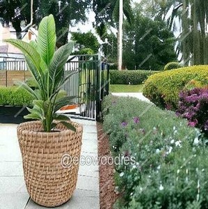 Artificial Flower Plant Pots Seagrass Woven Eco-friendly Handcrafted <b>Storage</b> Belly Baskets Set 2 Boho Decor Modern Simple Home - Product Image 5