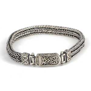 Handmade <b>Silver</b> Knitted <b>Bracelet</b> with Pearl Main Stone Elegant <b>Bangles</b> - Product Image 1