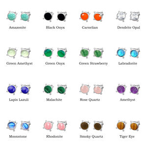 Labradorita-pendientes de plata de ley 925 con gema redonda, piedra lisa de 8mm con cierre de tuerca 925, joyería estampada al por mayor - Product Image 6