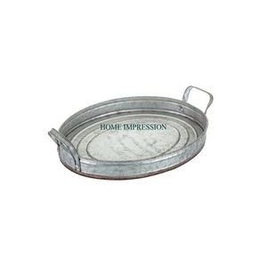 Plateau de service galvanisé de forme ovale plateau de service de dessert de taille personnalisée de qualité supérieure pour l'utilisation de restaurant d'hôtel plateau de sécurité alimentaire - Product Image 1