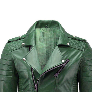 Factory Made Custom Winter Outdoor <b>Waterproof</b> <b>Men's</b> <b>Jackets</b> <b>Green</b> Color <b>Men</b> Mandarin Collar Fashion Leather <b>Jackets</b> - Product Image 3