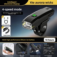 Phare et klaxon de vélo rechargeables USB-C, éclairage avant de vélo à LED 4 modes avec affichage de la puissance pour la sécurité en conduite nocturne