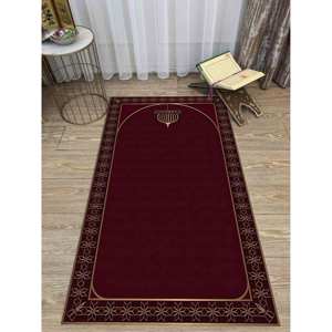 Red Prayer <b>Rug</b>: Elegant Gold Design, Islamic Worship Mat,Nonwoven <b>Thin</b> <b>Rug</b> - Product Image 5