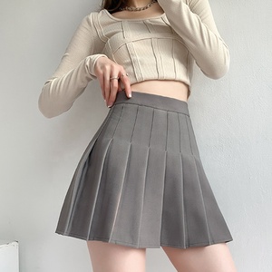 Gran oferta, venta al por mayor, moda para mujer, línea A, cremallera lateral, cintura alta, liso, Mini Falda plisada negra, faldas cortas para niñas con pantalones - Product Image 5