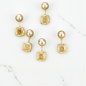Breloque en pierre précieuse citrine carrée en argent 925 avec boule-Breloques de mode uniques - Product Image 1