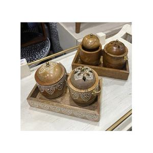 Juego de 2 quemadores de madera para pintar a mano, quemador Oud Mabkhar de forma redonda de la mejor calidad para uso en fiestas y eventos - Product Image 2