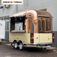Remolque de Comida Móvil Oriental Shimao de 3.5M, Acero Inoxidable Color Oro Rosa, Totalmente Equipado, con Certificación DOT