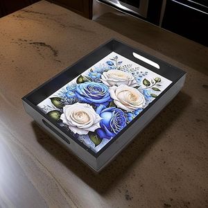 Handmade 9\" X 13\" Premium MDF Wooden Serving <b>Tray</b> Set Printed Decorative Catering <b>Tray</b> for Tea Coffee for Home or <b>Office</b> - Product Image 5