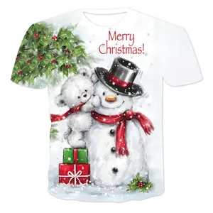Women's Summer Fashion O-Neck <b>T</b>-<b>Shirt</b> Cute Loose Fit Design with Merry <b>Christmas</b> Digital Print Breathable Cute Style <b>T</b>-<b>Shirt</b> - Product Image 1