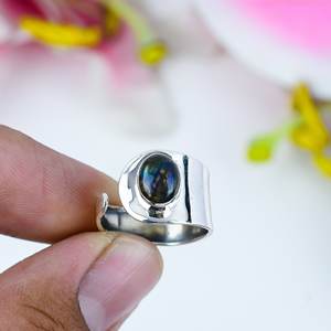 Fantástico anillo hecho a mano de Plata de Ley 925, joyería de piedras preciosas de labradorita Natural para mujer, anillos finos Premium - Product Image 2