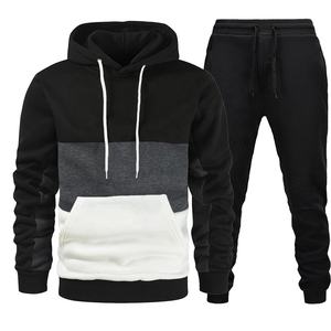 2025 mode hommes vêtements de sport de plein air Style chaud deux pièces survêtement avec capuche sangle Patchwork couleur polaire matériel - Product Image 2