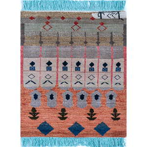 Freedom Manchaha Large Area Geometric Wool Bamboo <b>Silk</b> Rugs Hand Knotted <b>Red</b> Orange for Home Hallway-For Teens Rectangle - Product Image 5