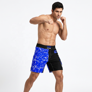 Pantalones Cortos de MMA para Hombre, Azul y Negro, con Estampado por Sublimación, Absorbentes de Humedad, Ajuste Atlético, para Artes Marciales Mixtas, Fitness y Yoga - Product Image 1