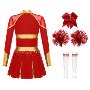 Ensembles d'uniformes de cheerleading de qualité supérieure avec logo personnalisé, qualité supérieure, unisexe, spandex/polyester, applique en strass - Product Image 5