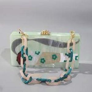 El color de resina personalizado de lujo indio de tendencia superior con diseño de brillo Bolso de mano de resina para mujer Bolsos de hombro - Product Image 2