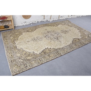 พรมวินเทจขนาด 5.5x9.2 ฟุต พรมตุรกีขนาดใหญ่ พรมขนสัตว์ลายสัตว์สีน้ำตาลเบจ - Product Image 3