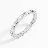 Venta al por mayor de alta calidad 1,71 Ct Lab Grown Baguette Cut Diamond Eternity Band Rodio Plateado 14K 18K Anillos de oro