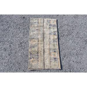 พรมขนสัตว์ตุรกีแบบวินเทจดีไซน์คลาสสิกสีเบจและสีฟ้าสำหรับวัยรุ่นยางลาเท็กซ์ - Product Image 1