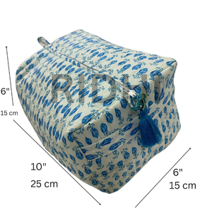 Sac de voyage matelassé vintage bleu ciel écologique avec fermeture éclair, réutilisable, imprimé sur mesure, pour cosmétiques et courses - Product Image 2