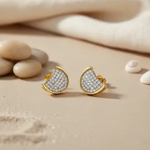 "Women's <b>Crystal</b> <b>Stud</b> <b>Earrings</b> Fashion Gold Plated Jewelry" - Product Image 2