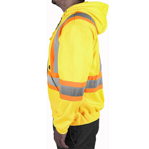 Hi Vis Hombres Fluorescente Amarillo Reflectante Sudadera con capucha Alta visibilidad Seguridad Cremallera Top Logotipo personalizado Reflectante - Product Image 4