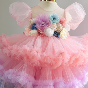 Vestido de flores 3D de alta calidad para niñas bebés de 3 niveles estilo princesa superventas para fiestas de otoño hecho Vietnam OEM ODM niños - Product Image 2