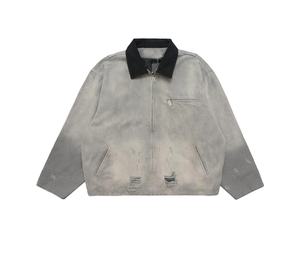 Veste de travail en toile lourde de la meilleure qualité pour hommes veste de style vintage délavée à glissière sur mesure - Product Image 1