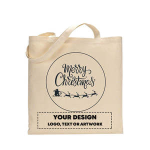 Sac fourre-tout de Noël avec motif Père Noël et rennes en vol, sacs de Noël de couleur unie - Product Image 2