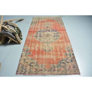 Alfombra de lana turca Vintage Beige naranja 38X78 pies hecho a mano estilo clásico diseño de retazos respaldo de látex nuevo modelo alfombras de noche - Product Image 1