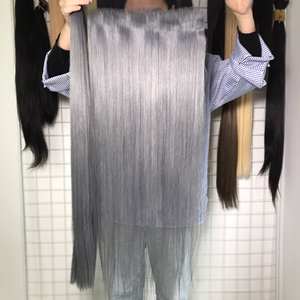 Top Super Double Drawn Silver Bone Straight 100% paquets de cheveux humains avec fermetures extension de cheveux humains crus vietnamiens - Product Image 3