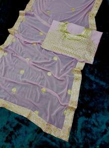 Designer Georgette Saree with Embroidery Sequins and <b>Paper</b> <b>Mirror</b> Work Saree, Wedding & Party Wear Saree Festival Outfit. - Product Image 3