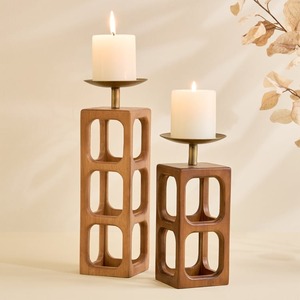 Wooden Six Column <b>Candle</b> <b>Holder</b> Suitable For Home Decor Table Centerpiece And Festive Lighting Handcrafted From India - Product Image 1