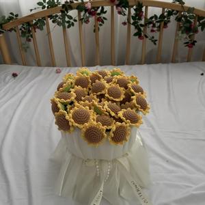 Handmade Cotton Crochet Blanket with Sunflower Lily of Valley Rose <b>Bouquet</b> Custom <b>Artificial</b> Flowers Textile & Fabric Craft - Product Image 3